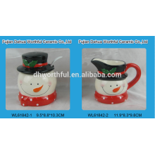 Keramik Schneemann Zucker und Sahne-Set mit Löffel für Weihnachten